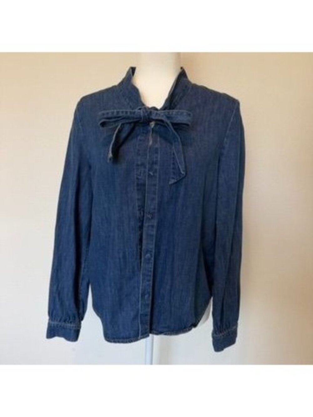 And Other Stories Organic Cotton Denim Tie Button Front Shirt Size 6
